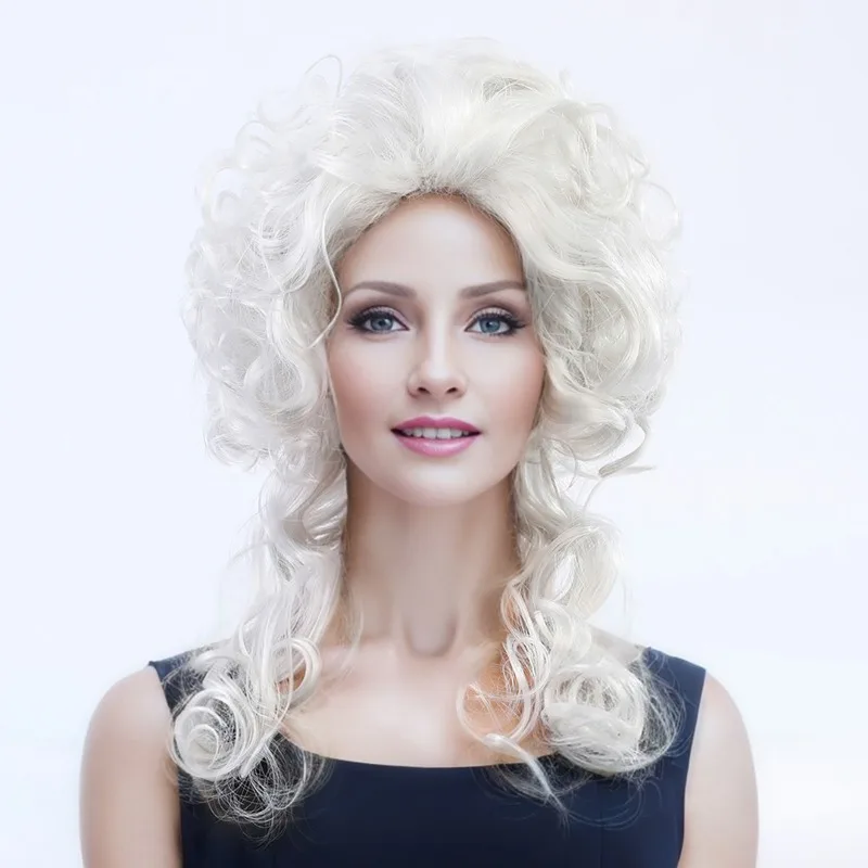 

Maria Antonia Josepha Johanna Queen Wig Woman Party Evening Dress Headgear No Bangs Curly Hair Lady Headwear Long Curly Hair