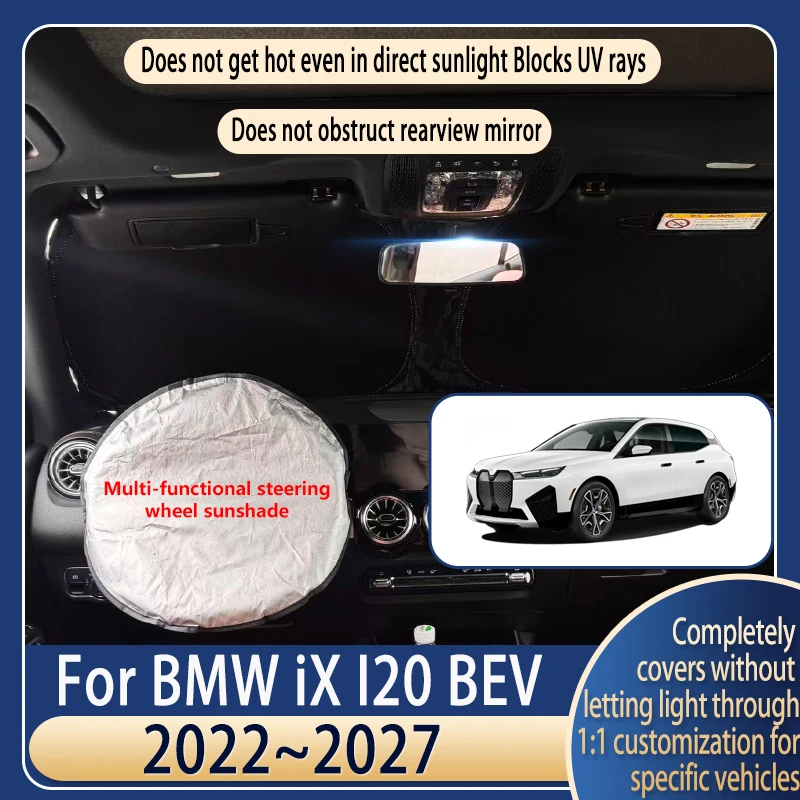 

Солнцезащитный козырек на руль для BMW iX I20 2022~2027 26 BEV, летний охлаждающий, автомобильные аксессуары, солнцезащитный экран на лобовое стекло, изоляция