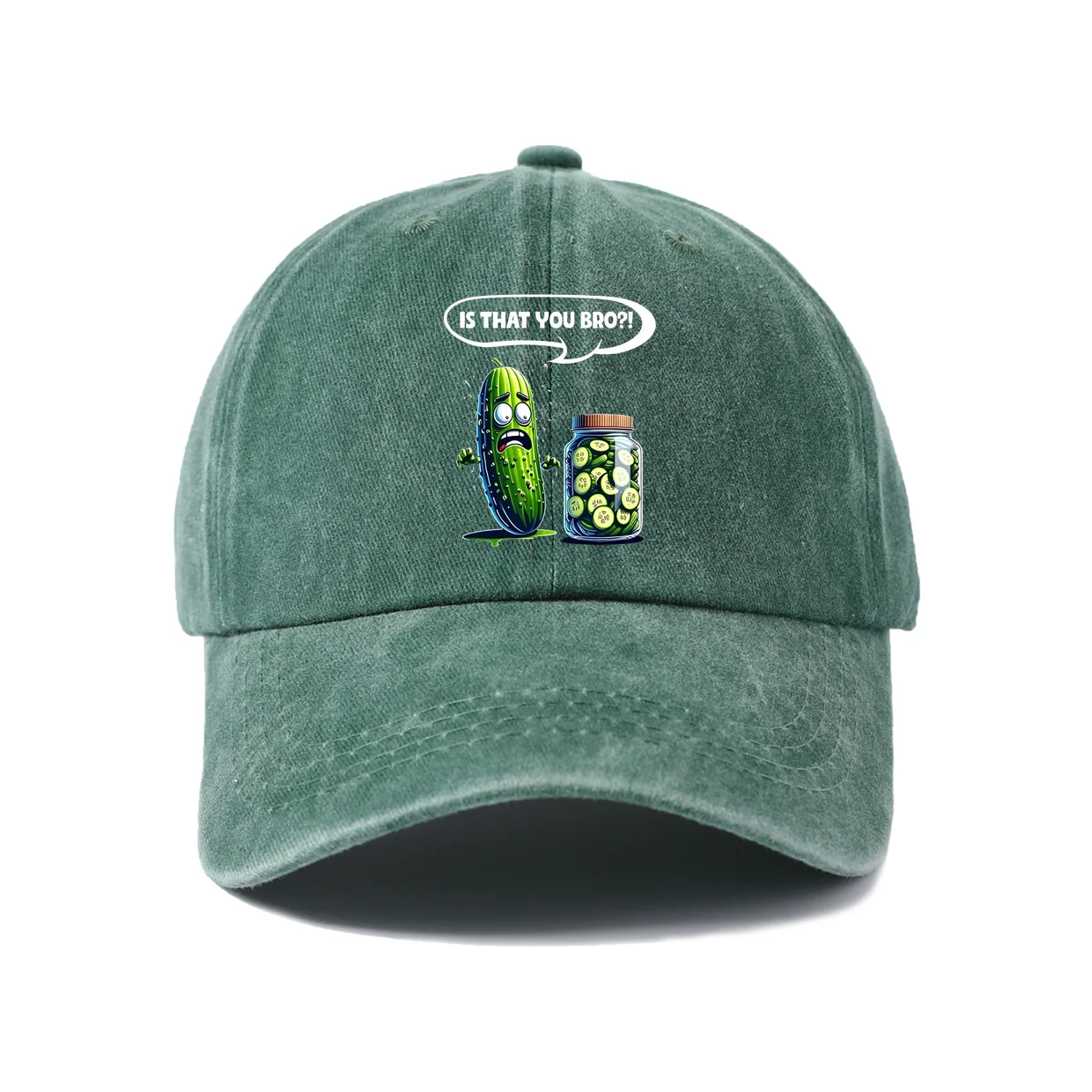 Funny Pickle Phone Graphic Baseball Cap, Vintage Washed Adjustable Unisex Dad Hat, Casual Gift