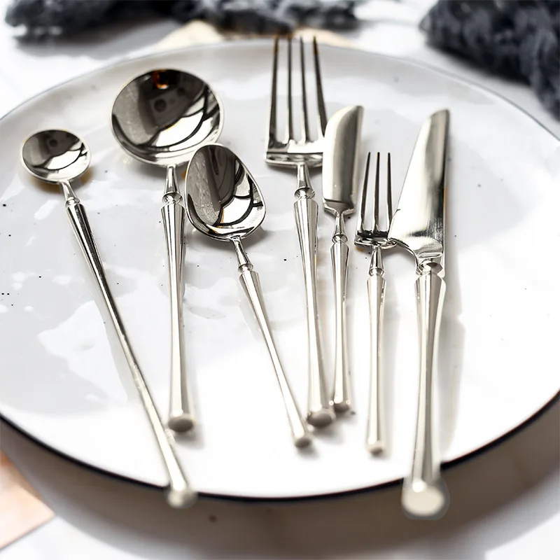 304 Mirror Stainless Steel Dinner Knife Fork Spoon Dinnerware Set Luxury Cutlery Silverware Steak Coffee Dessert Fruit Fork