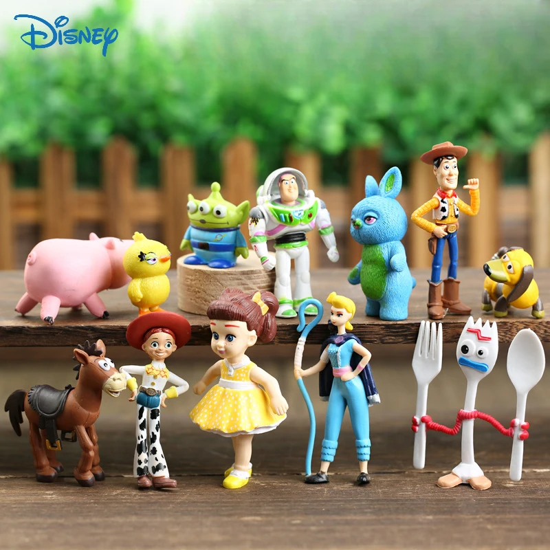 شخصيات ألعاب ديزني من كلوريد البولي فينيل ، وودي ، جيسي ، باز ليير لايت ، بولسي ، موديل ، مجموعة زخرفة سطح المكتب ، هدية عيد ميلاد ، 12 مجموعة