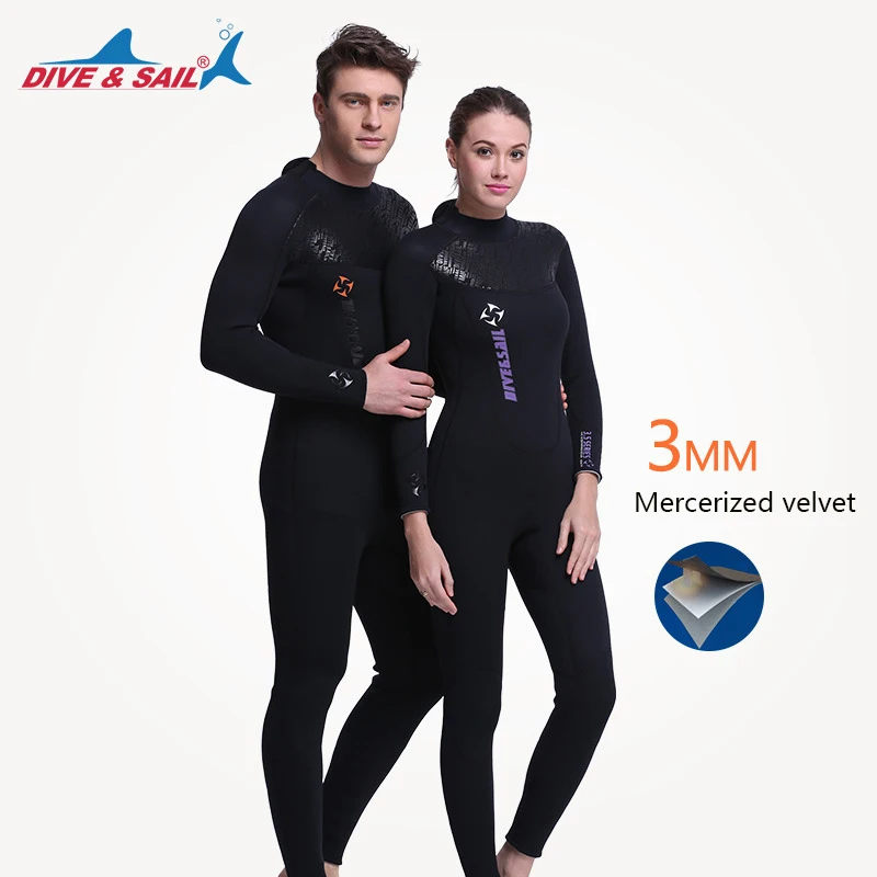 

DIVE&SAIL 3mm Professional Diving Suit Men's Women's SCR Neoprene Thickened Warm Wetsuit Deep Snorkeling One-piece Surfing Suit