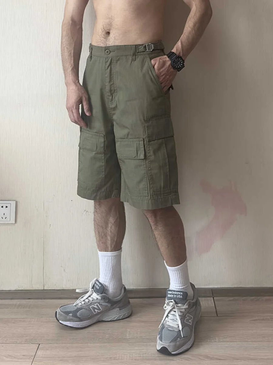 

American Sle Vintage Workwear orts Loose Wide Leg 2024 Summer New Faion Street Cool Five Parts Casual Pants Trendy