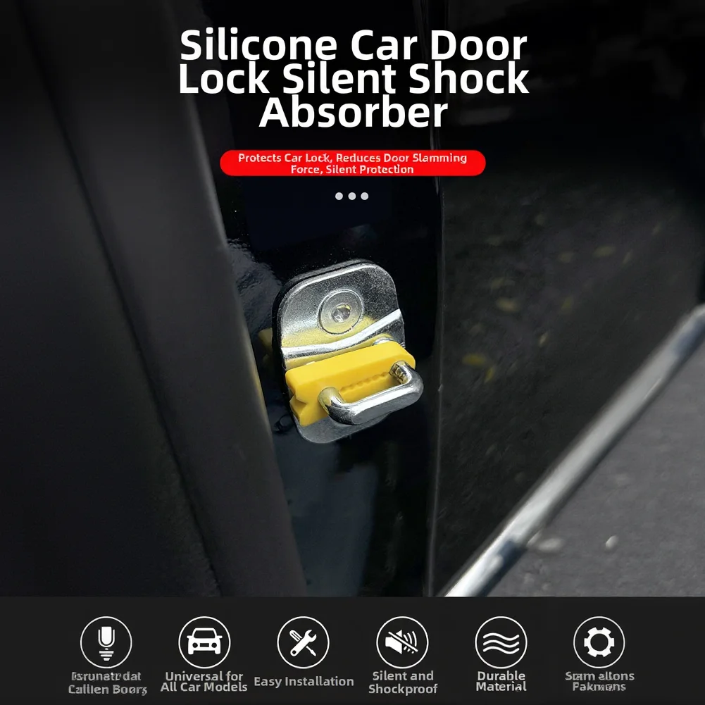 4Pcs Silicone Car Door Lock Cover Pad Set Door Stopper Dampers Shock Absorbent Anti Scratch Protection Pad For Auto Door Latch
