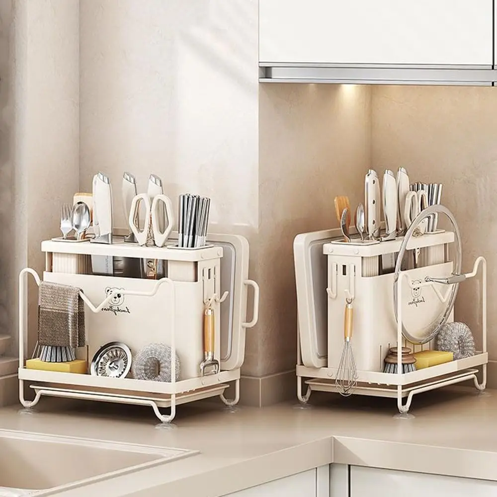 

Modern Stable Cutter Holder Anti-slip Space Saving Chopstick Bucket with Water Tray Large Capacity Cutlery Drying Rack for Home