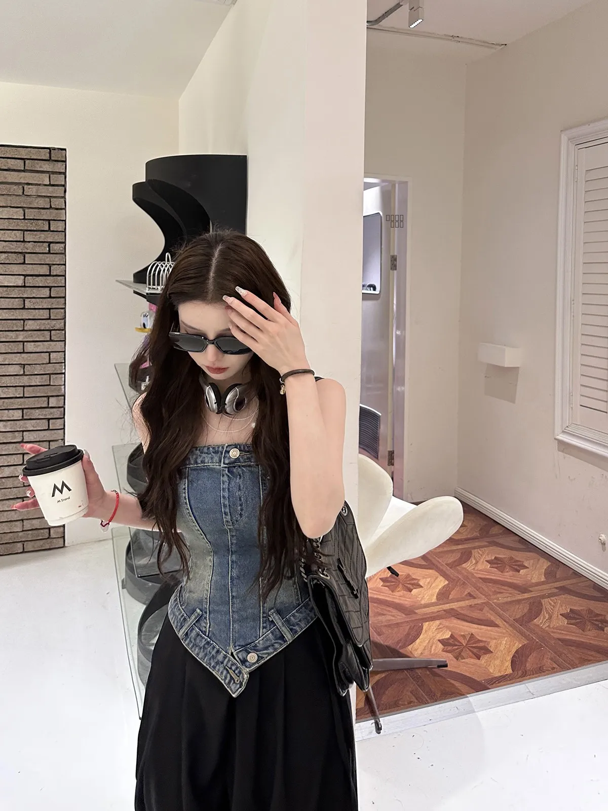 

Женский джинсовый топ-бандо Spicy Girl, весна-лето, облегающий, универсальный, укороченный, цельный, чистый...