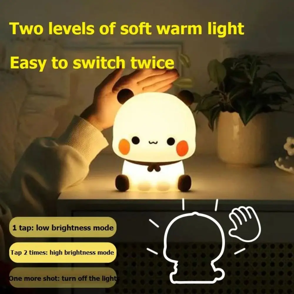 Lampe LED Bubu Dudu aste par USB, veilleuse de chevet à gradation de dessin animé, veilleuse de sommeil en silicone souple, chambre d'enfant, décoration d'intérieur