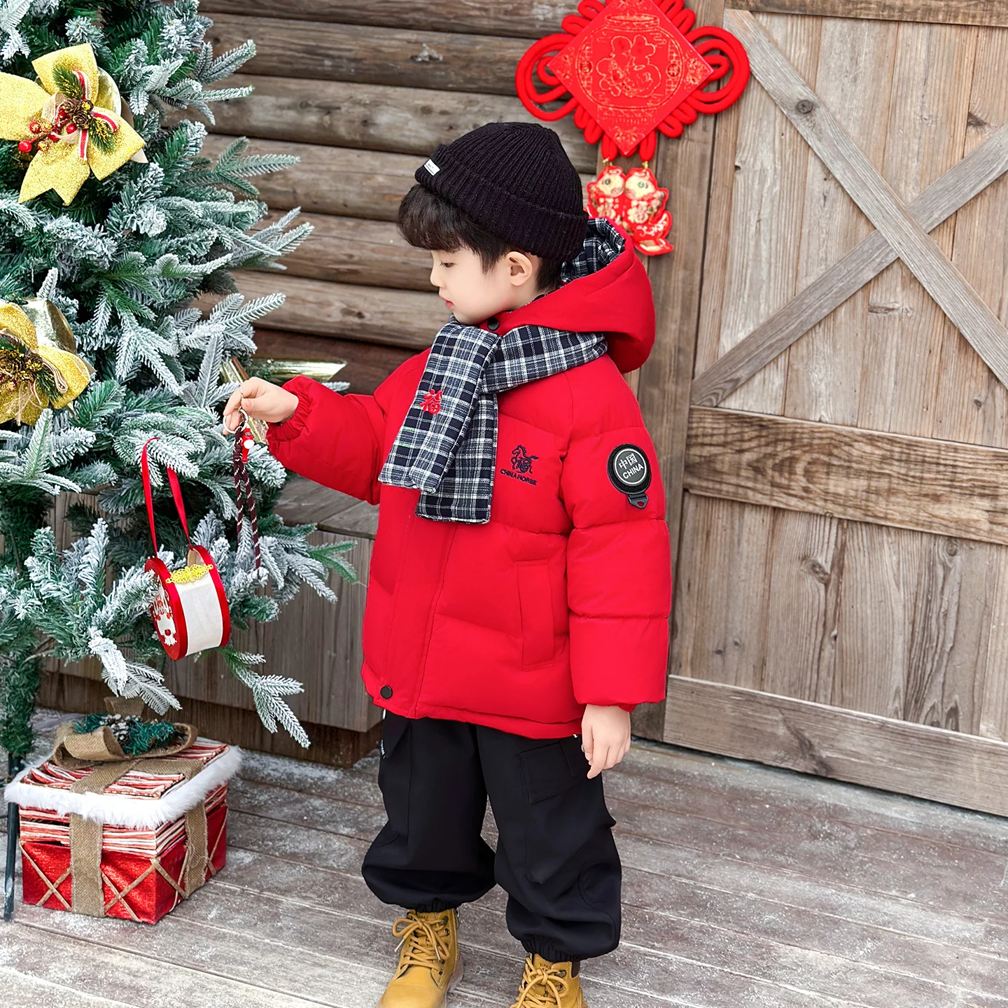 

Boys Winter Jaet Thiened down Cotton Padded Coat Youth Faionable Outerwear Baby Warm Fluffy Hooded Zipper Closure Long ...