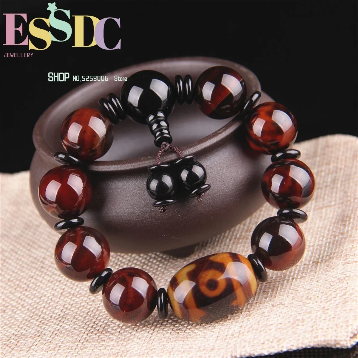 New Natural Onyx Bracelet Men's Wholesale Old Mine Carnelian Wrapped Silk Beads Crystal  Ethnic Style Retro  Personality Charm