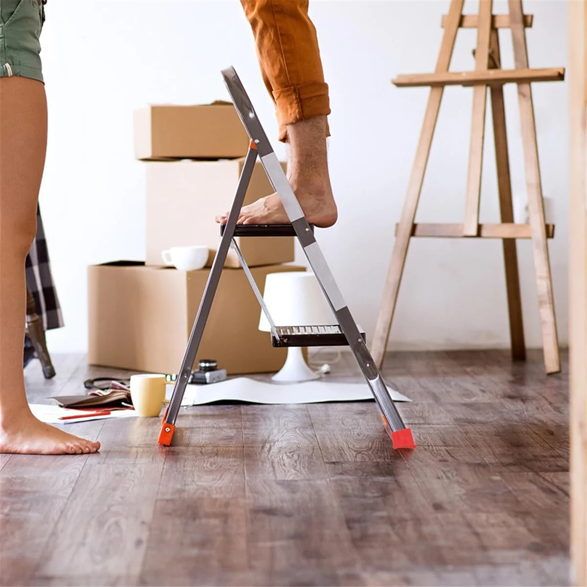 Y31A 4 قطع حصيرة قدم سلم قابلة للطي غير قابلة للانزلاق، وسادات وأغطية قدم مطاطية للدرج، مصد وسادة ساق سلم مضاد للانزلاق