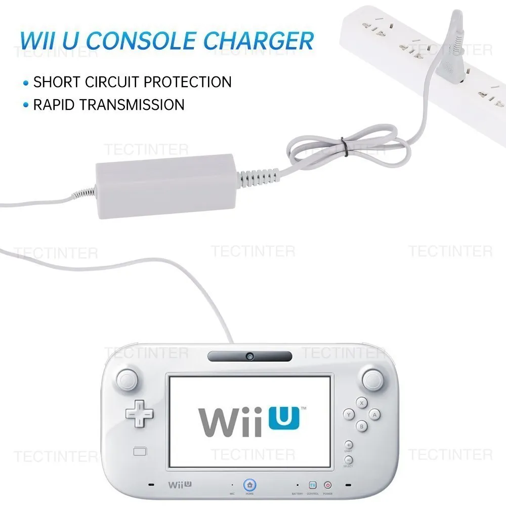 Adattatore per caricabatterie ca per Nintendo Wii U Gamepad cavo di ricarica Controller Joystick spina ue alimentatore da parete per la casa per WiiU Pad