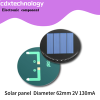 5pcs/lot Solar panel  Diameter 62mm 2V 130mA drip panel photovoltaic power generation battery charging