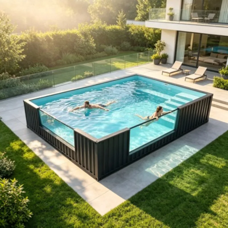 Magic House Custom 20Ft & 40 Feet Steel Shipping Container Pool High Quality Swimming Structure for Courtyard Application
