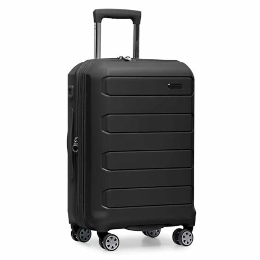 

Traveler's Choice Pagosa Hardshell Expandable Luggage with Spinner Wheels Black 22-Inch Carry-on for Travel Durable Polycarbona