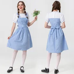 Adult Wizard Of Oz Dorothy Cosplay Costume Lady Blue White Plaid Alice Princess Dress Traditional Oktoberfest Dirndl Maid Outfit