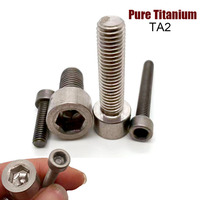1/2Pcs M1.6 M2 M2.5 M3 M4 M5 M6 M8 M10 M12 TA2 Pure Titanium DIN912 Hexagon Hex Socket Head Cap Allen Bolt Screw Length=3-100mm