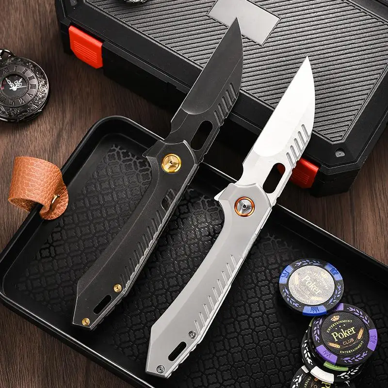 

All-steel D2 outdoor folding fruit knife for self-defense and camping, high-hardness multi-functional knife