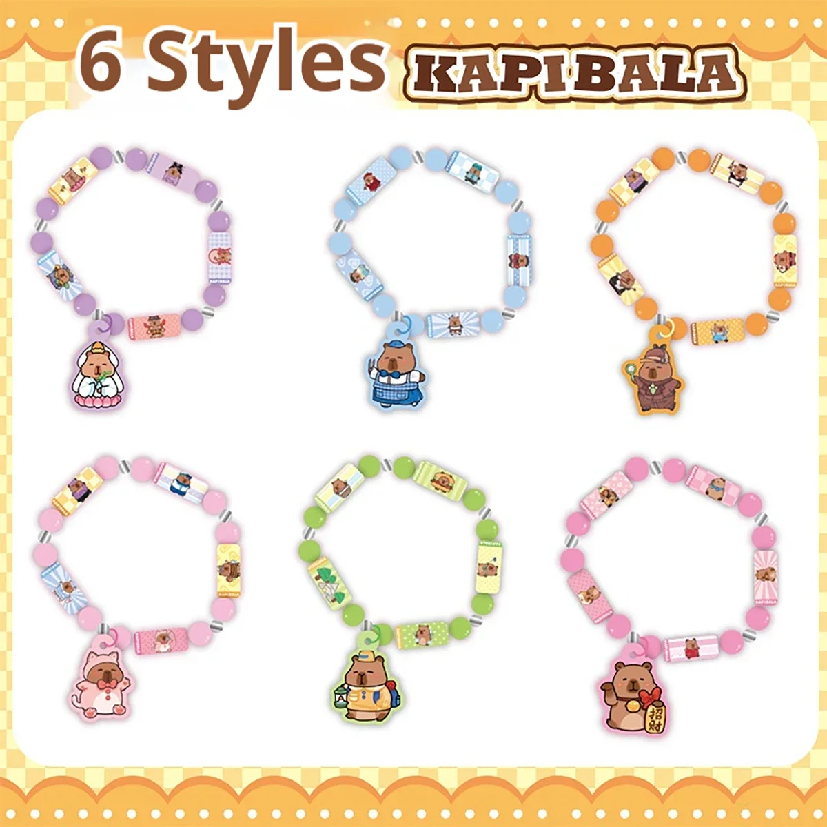 Capybara Flat Beads Sticker Bracelet Set Kawaii Guinea Pig Accessories DIY Slap Band Fun Hand Toy Gift for Kids Birthday Party