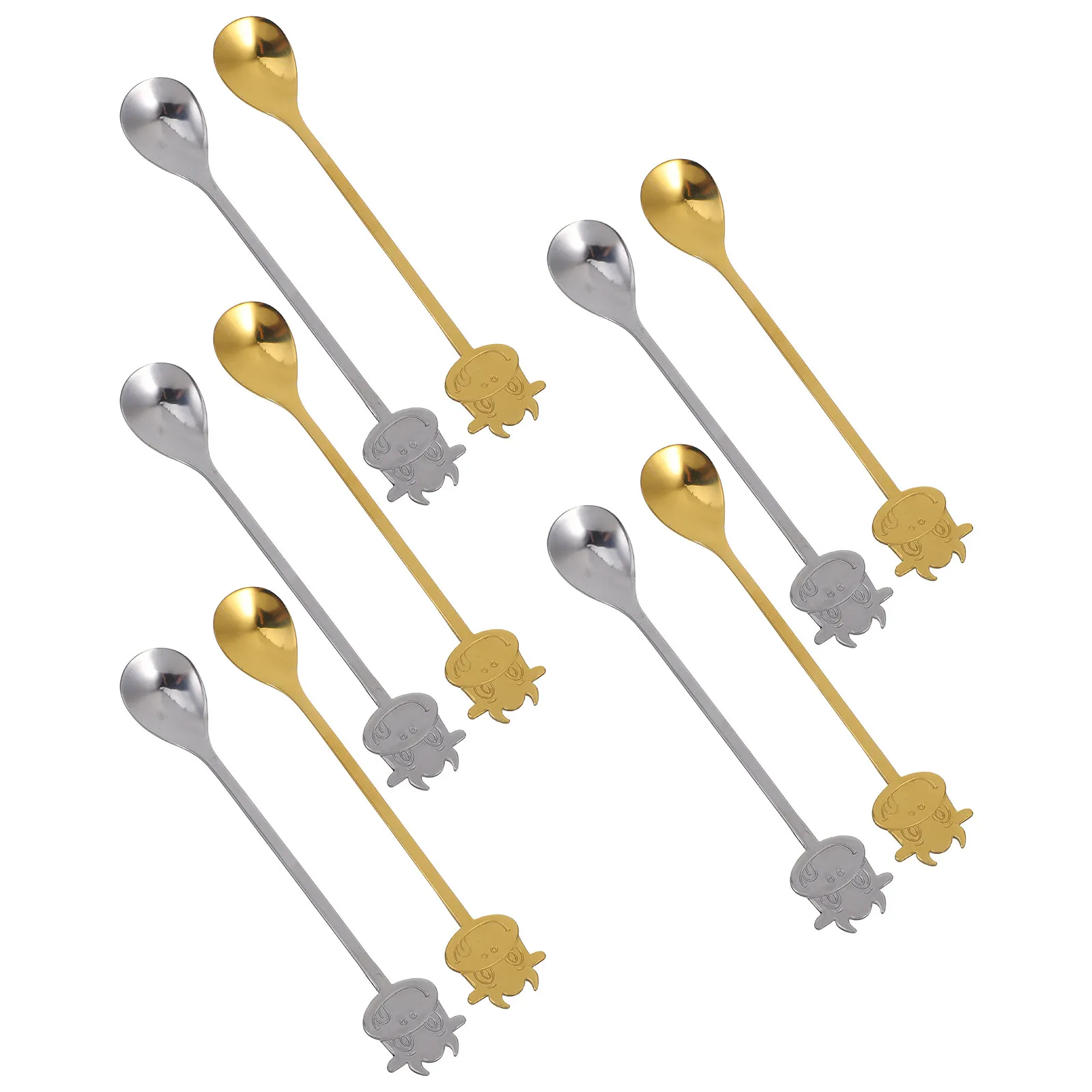 10Pcs Stainless Steel Spoons Cute Cow Style Coffee Spoon Set for Dessert Party Stirring Mixing Kitchen Use Spoons
