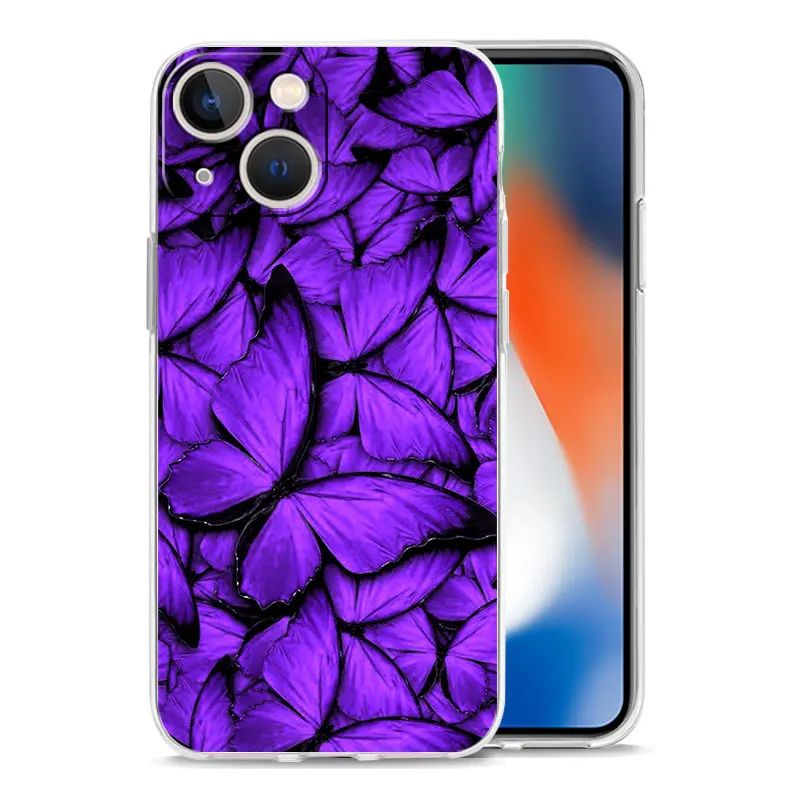 infinity on Purple Transparent Phone Case For iPhone 15 16 14 13 12 11 Pro Max XS X XR SE 7 8 Plus TPU Clear Lens Protect Cover