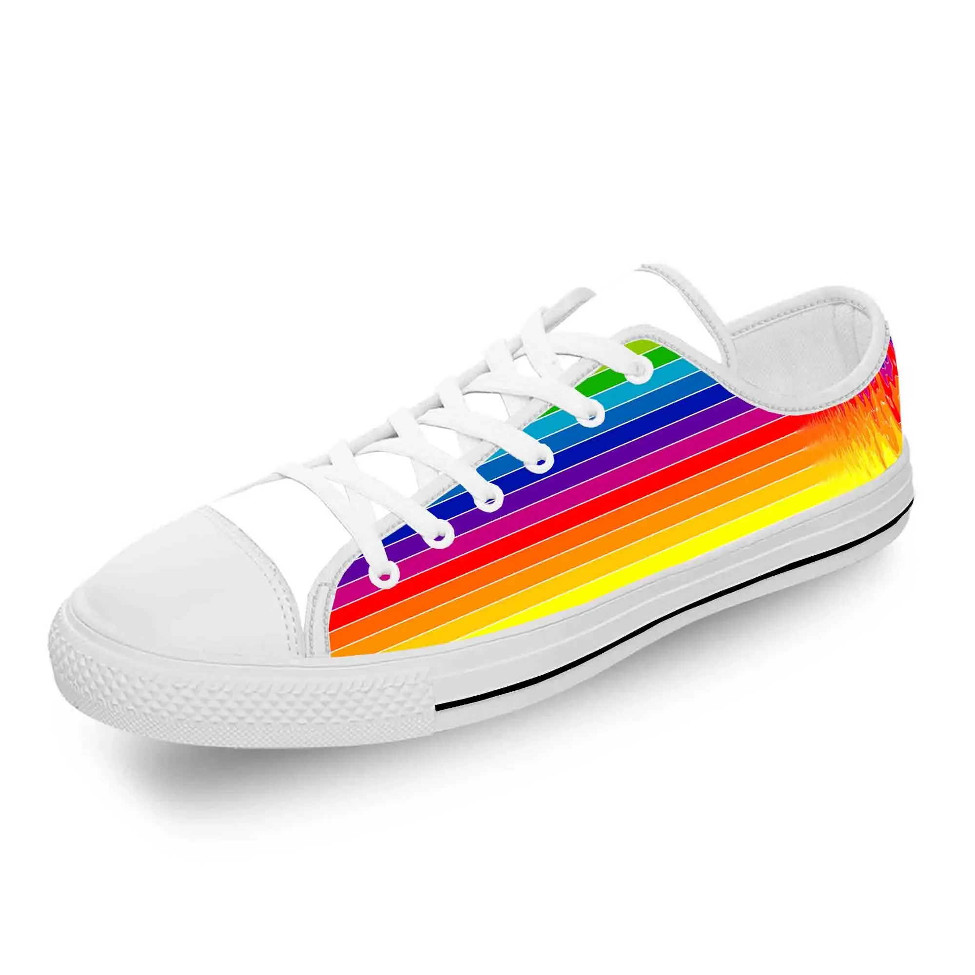 Colorato arcobaleno panno leggero stampa 3D moda divertente scarpe di tela basse uomo donna adolescente Casual Sneakers traspiranti