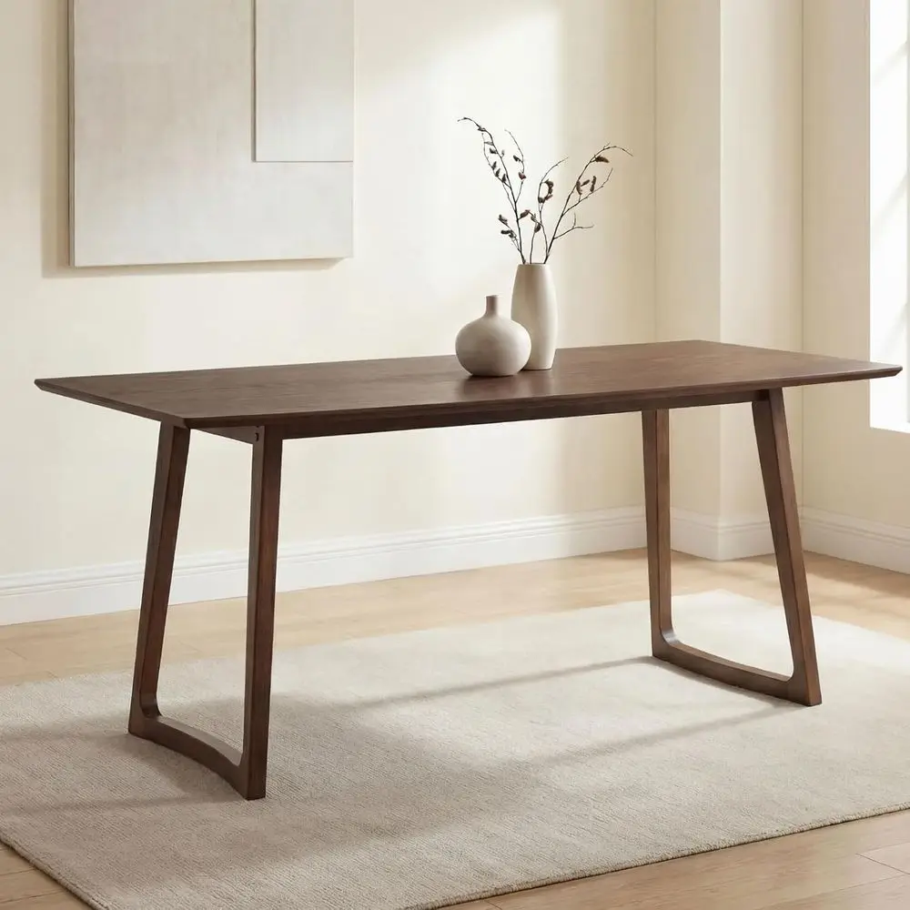 

Large 63 Walnut Dining Table, Seats 4-6, Suitable for Kitchen, Dining Room, Restaurant, Living Room