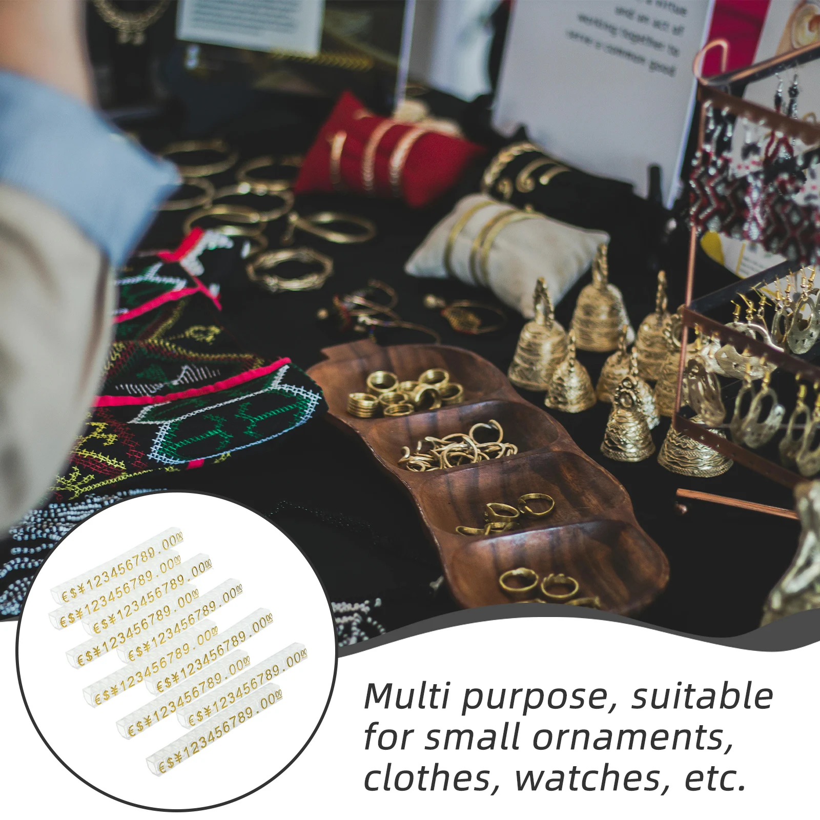 

20 Pcs Price Tag Displays for Prices Pricing Jewelry Stand Vendors Golden Small Label