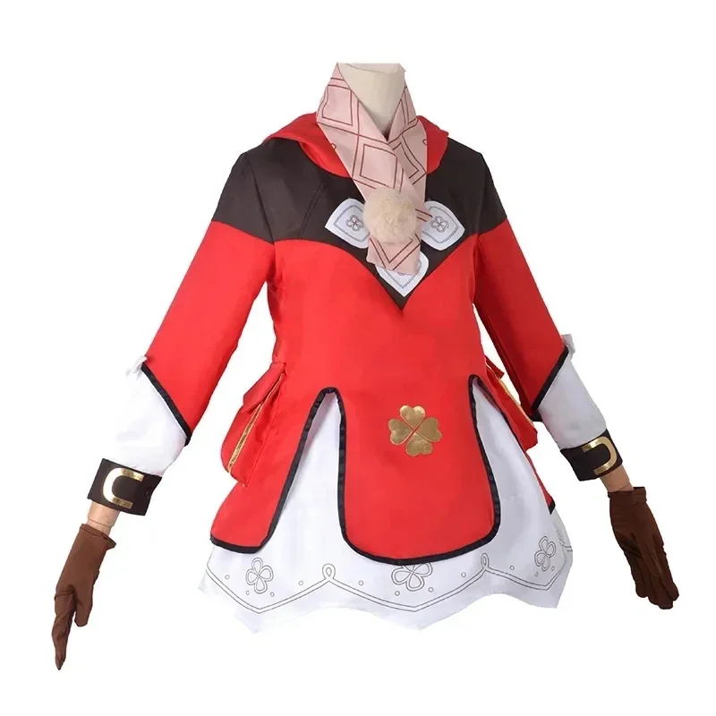 GIOCO Klee Costume Cosplay Gioco Genshin Impact Donna Carnevale di Halloween Abito rosso Loli Cappello Orecchie Parrucca Zaino Set completo Puntelli