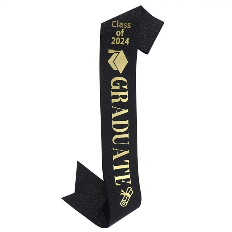 Black Soft Fabric Graduation Stole Happy Graduation Party Photography Sash