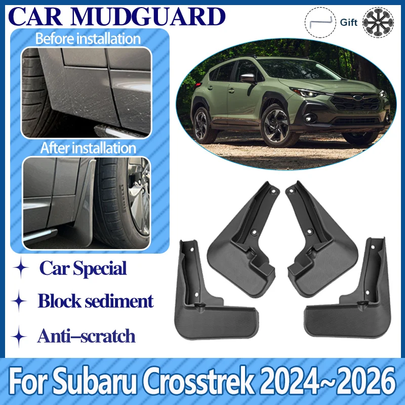 4PCS Car Rear Front Mudguards For Subaru Crosstrek 2024 2025 2026 Wheel Mud Flap Guard Anti-splash Mudflaps Fender Accessories