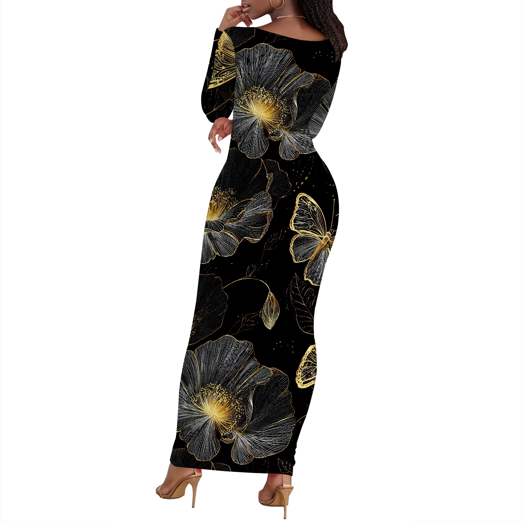 Fall Winter Women's Long Sleeve Bodycon Dress Basic Casual Crewneck Tight Midi Pencil Dress Elegant Fitted Club Party Dresses