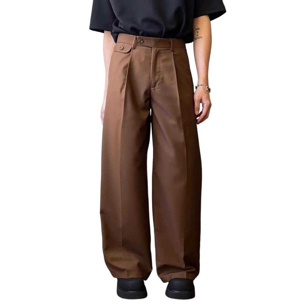 

Men Retro Draped Wide Leg Casual Trousers Loose Floor Length For Versatile Pants