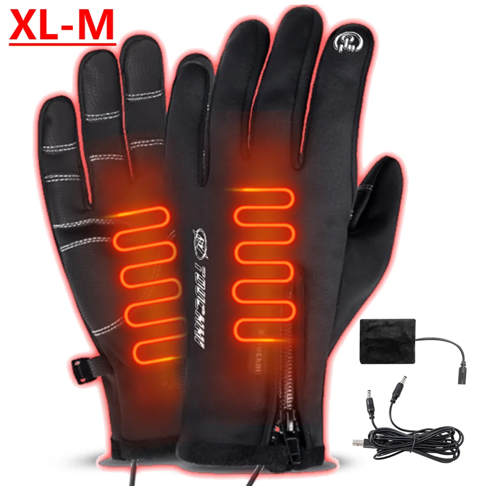 

USB-перчатки с сенсорным экраном, грелка для рук с электрическим подогревом, зимние лыжные перчатки, противоскользящие перчатки для езды на велосипеде, бега, вождения, пешего туризма, прогулок