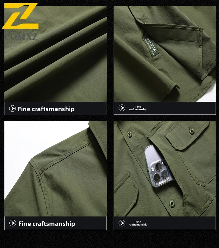 EiAO قميص التدريب في الهواء الطلق الرجال ربيع الخريف تمتد سريعة الجافة المشي لمسافات طويلة الرحلات ملابس العمل تنفس دائم الأداء الأعلى #6