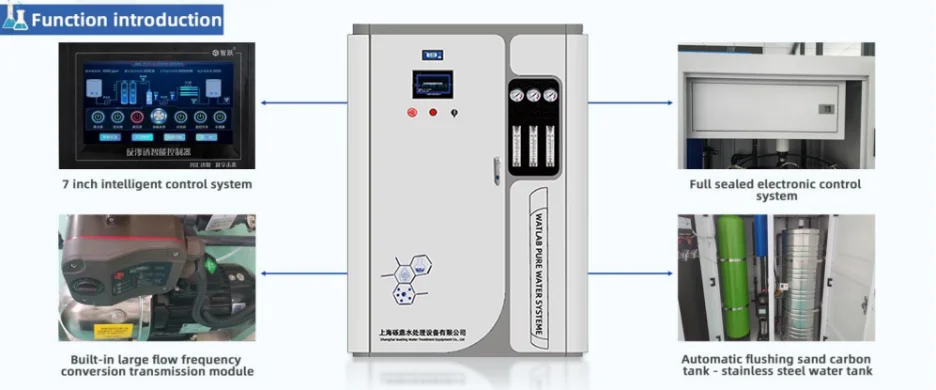 مولد مياه مزيل الأيونات عالي السعة يقدم تدفقًا مستمرًا 250LPH مع نظام مضخة فعال ومحتوى أيون بسيط