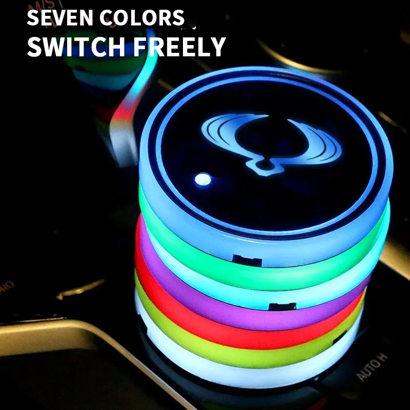 Car USB Charging Luminescent Cup Pad Interior Atmosphere Lamp For SsangYong Actyon Kyron Korando Rexton Tivoli Auto Accessories