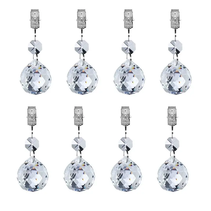 A53Q-8Pcs Tablecloth Weights Heavy Crystal Tablecloth Weight Hangers Pendants For Hold Curtains Shower Curtains Garden