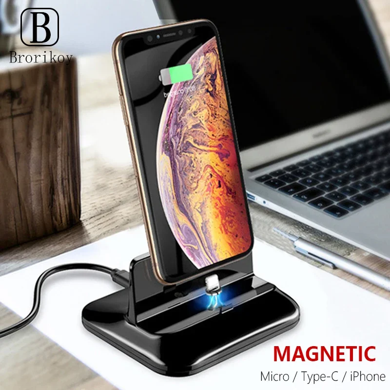 10W Charger Stand With Replaceable Three Plugs Power Bank For Android iPhone 12 8 Micro Type-C Smart Phone Fast Charging Dock