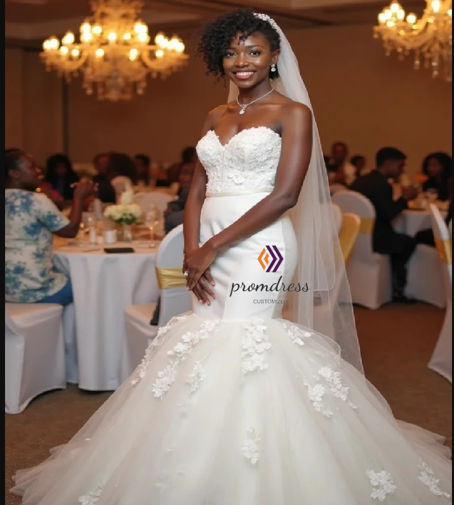 Romantic Mermaid African Wedding Dress With Lace Elegant Nigerian Boho Country Bridal Dress 2025 Bohemian Bride Gown Customized