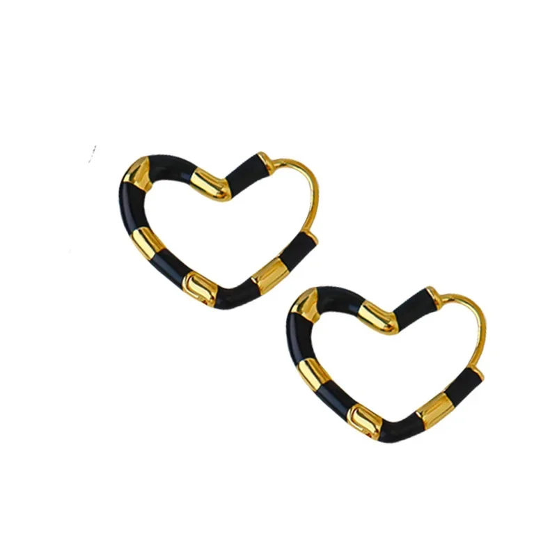 الأزياء والمجوهرات الحلو الكورية مزاجه الملونة المينا القلب أقراط للنساء هدايا الزفاف حساسة تصميم الملحقات