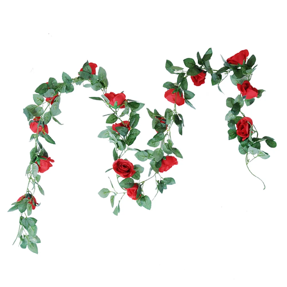 

Artificial Rose 2m Wedding Garland Decor Red Rattan Home String Garland Party Hotel Flower Vines Holiday