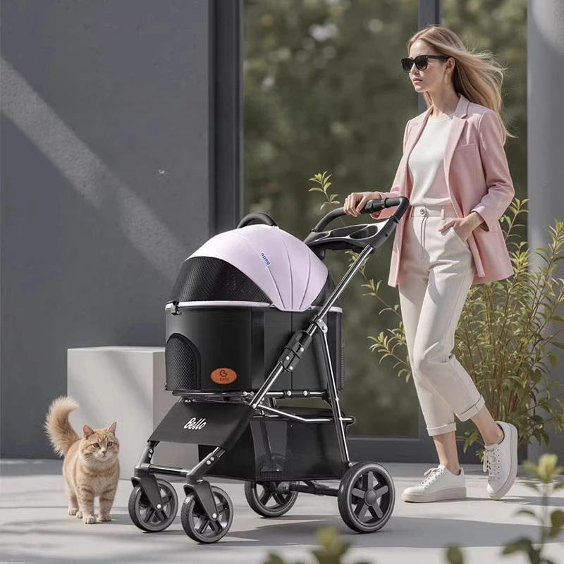 

lightweight Pet stroller Portable Travel Pet Stroller Lightweight foldable cat and dog stroller Detachable pet carrier