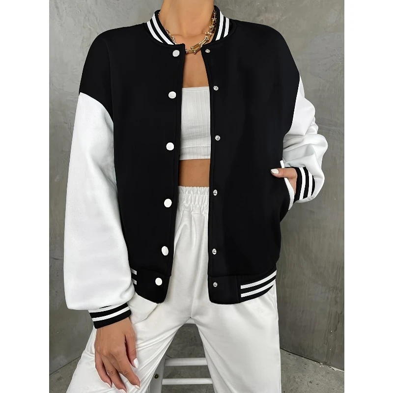 

Элегантная женская бейсбольная куртка в повседневном и спортивном стиле, выберите для похудения на выход весной и осенью.