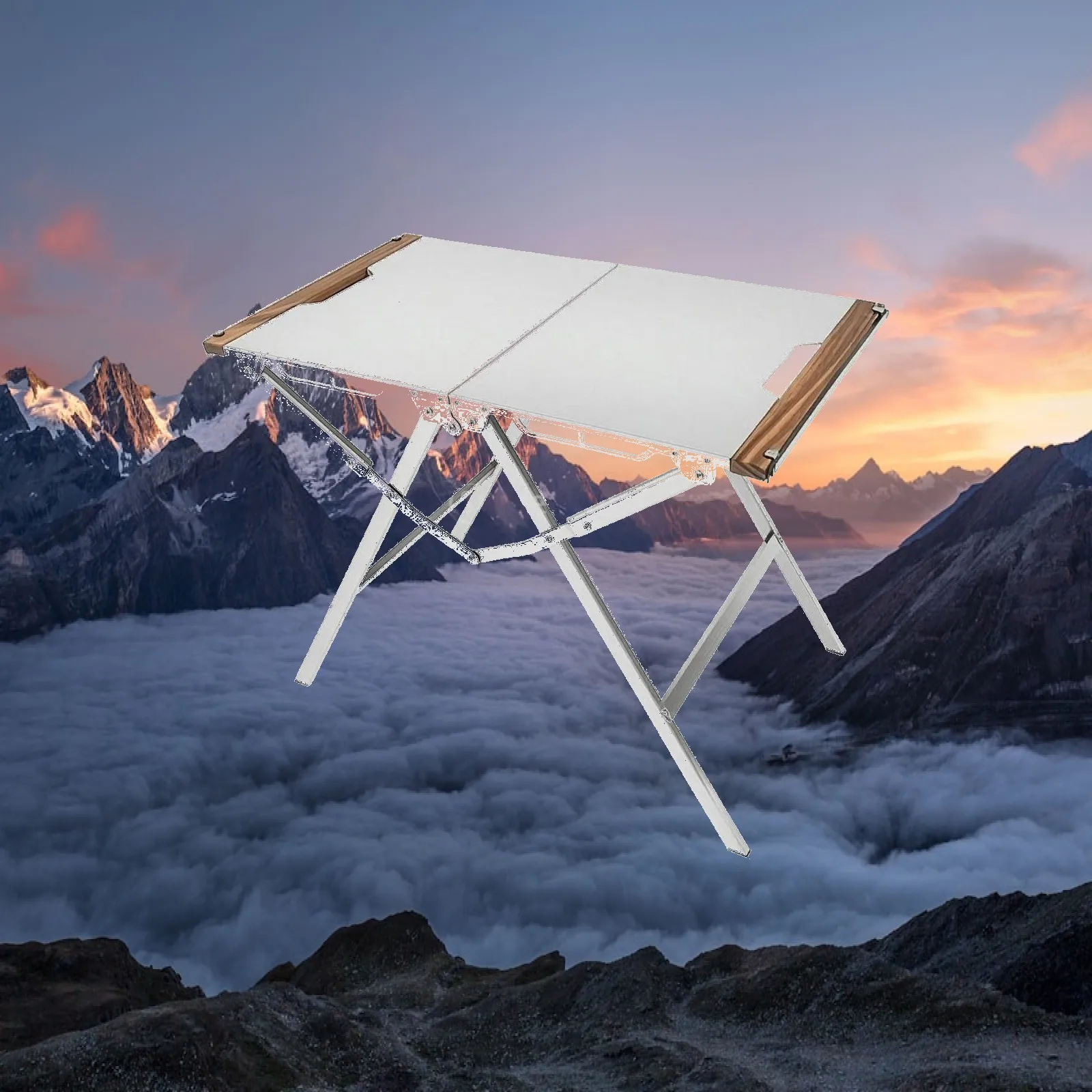 Foldable Camping Table Stainless Steel Camping Table Square-Tube Frame