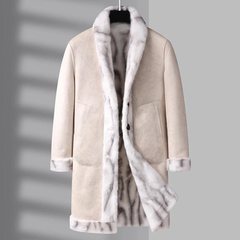 

2026 Men's New Imitation Mink Coat Winter Fashion Handsome Thick Warm Leather Double-sided Wear Fur One Coat Men's M-4XL