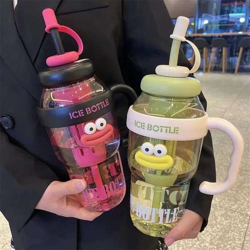 1100ML Sports Water Bottle Cute Aesthetic Large Capacity Straw Cup for Women Summer Outdoor Portable Drinking Bottle
