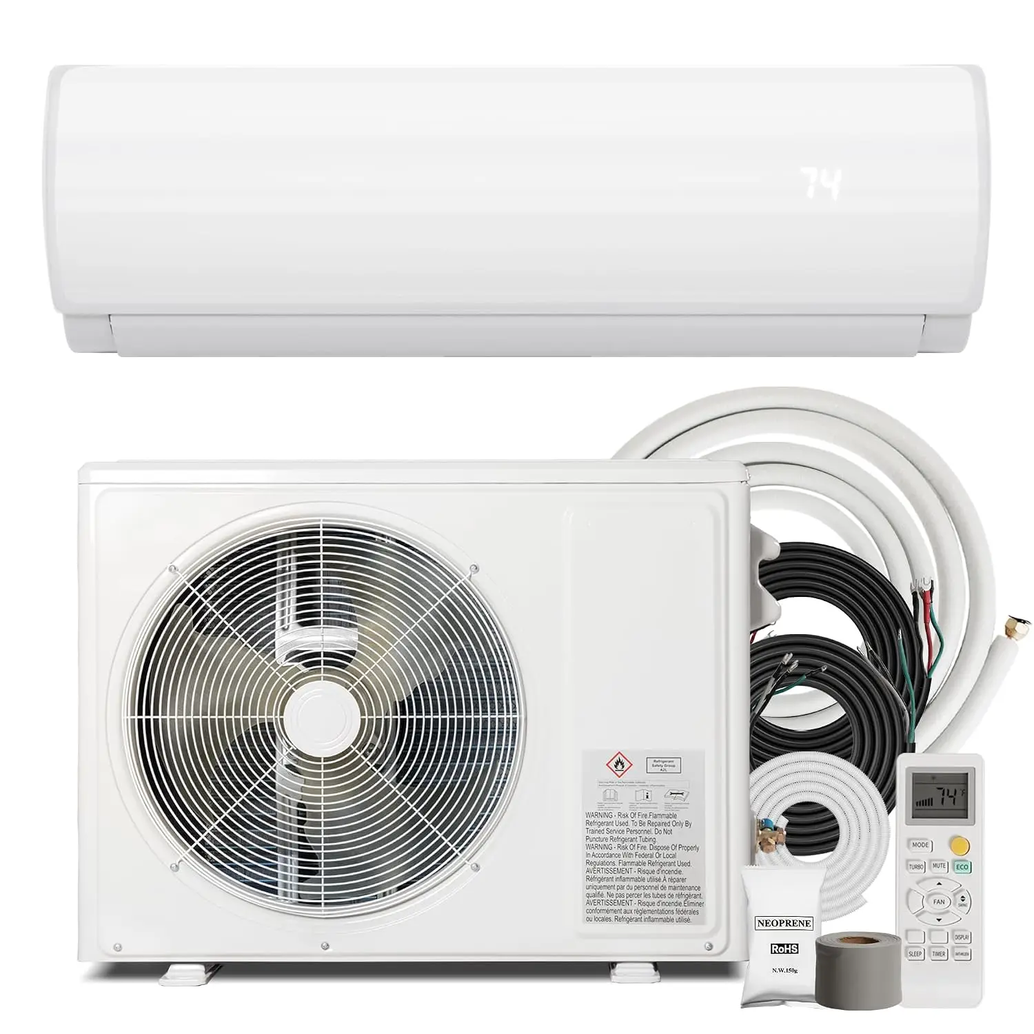 12000BTU Mini Split Air Conditioner Heat Pump, 19 SEER2 Inverter Compressor AC Unit Cools Rooms up to 750 Sq. Ft, 115V, Custom