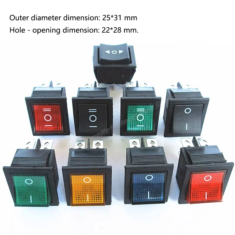 5Pcs/Lot KCD4 Rocker Switch Power Reset Button 4 - PIN/6 - PIN 2 - Gear/3 - Gear With Light 16A 250V, Ship - type Boat Switch
