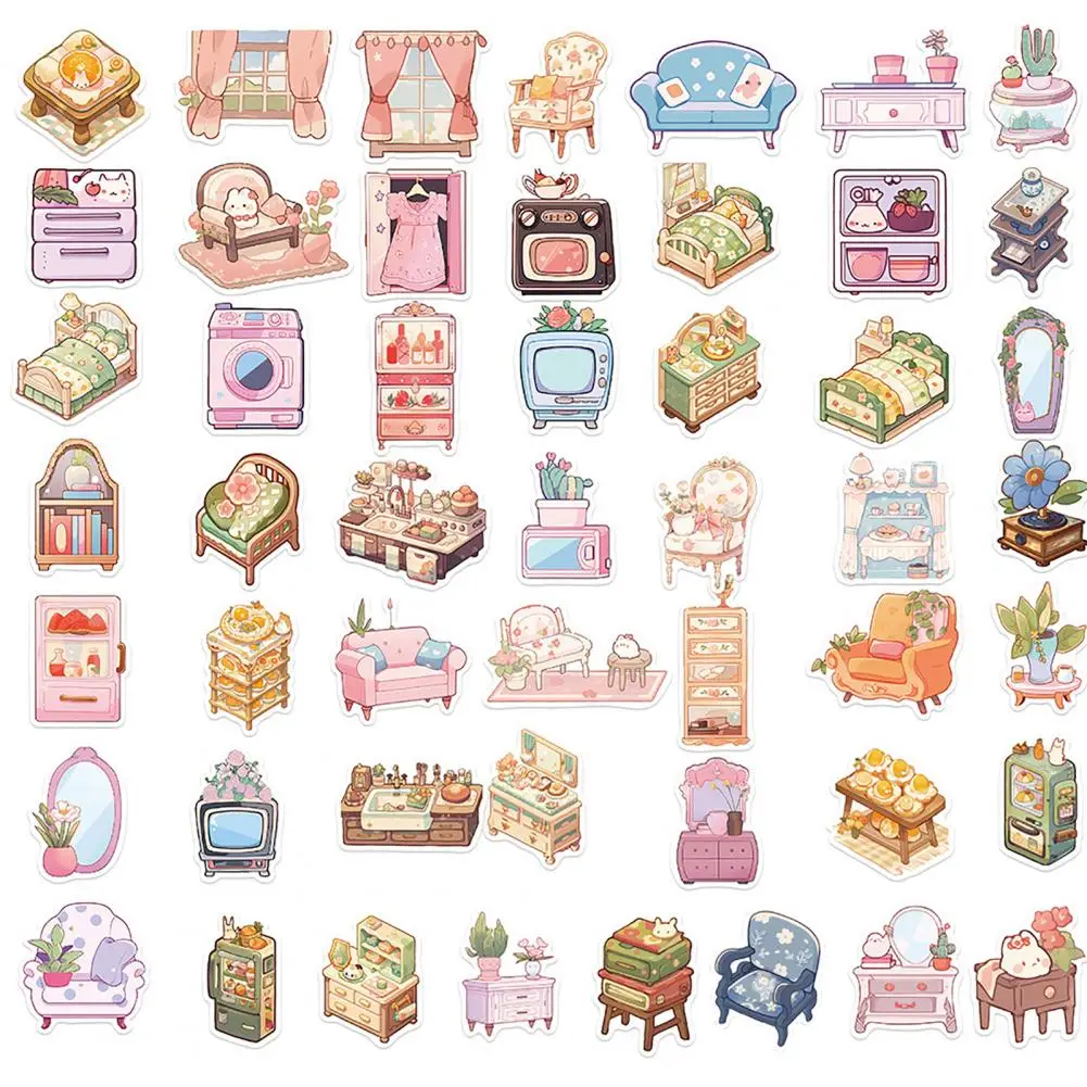 Scrapbooking Stickers Waterproof Pvc Stickers Waterproof Cartoon Sticker Set 50pcs Fade-resistant Decorative Stickers for Water