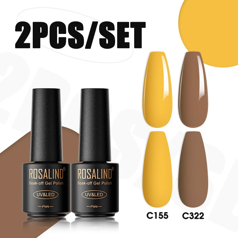 ROSALIND 2 pezzi Set di smalti per unghie in Gel semipermanente per unghie Nail Art bisogno di Base superiore cappotto lampada per unghie Set di Gel senza scatola